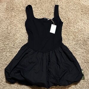 Skies Are Blue Black Sleeveless Bubble Hem Dress